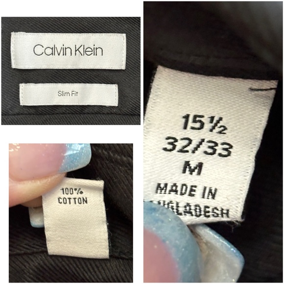 Calvin Klein Men’s Black Slim Fit Button Down Shirt (Size M) - Picture 5 of 8